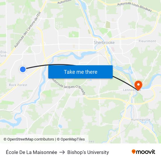École De La Maisonnée to Bishop's University map
