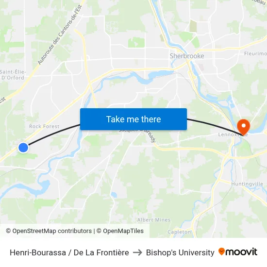 Henri-Bourassa / De La Frontière to Bishop's University map