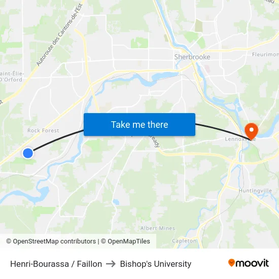 Henri-Bourassa / Faillon to Bishop's University map