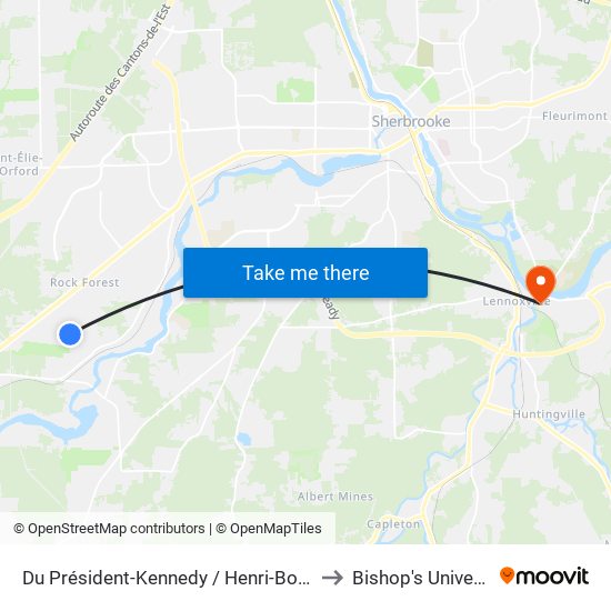 Du Président-Kennedy / Henri-Bourassa to Bishop's University map