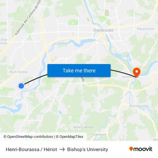 Henri-Bourassa / Hériot to Bishop's University map