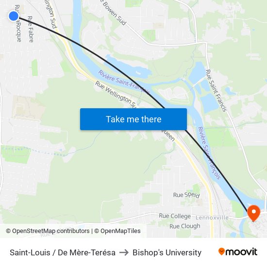 Saint-Louis / De Mère-Terésa to Bishop's University map