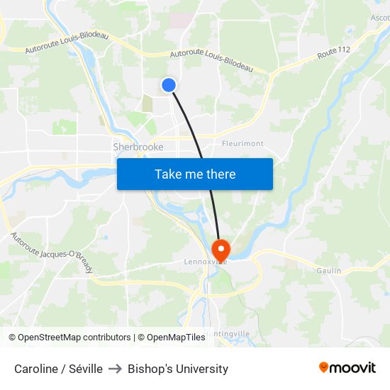 Caroline / Séville to Bishop's University map