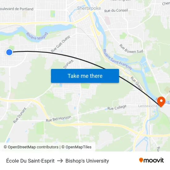 École Du Saint-Esprit to Bishop's University map