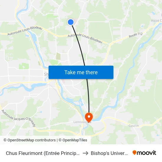 Chus Fleurimont (Entrée Principale) to Bishop's University map