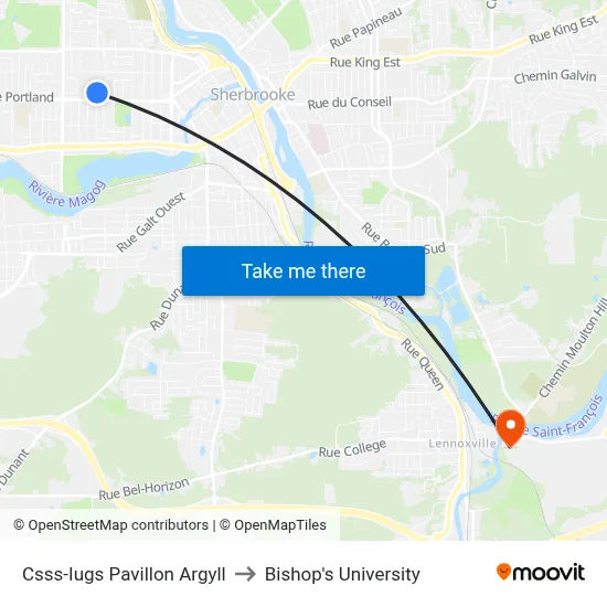 Csss-Iugs Pavillon Argyll to Bishop's University map