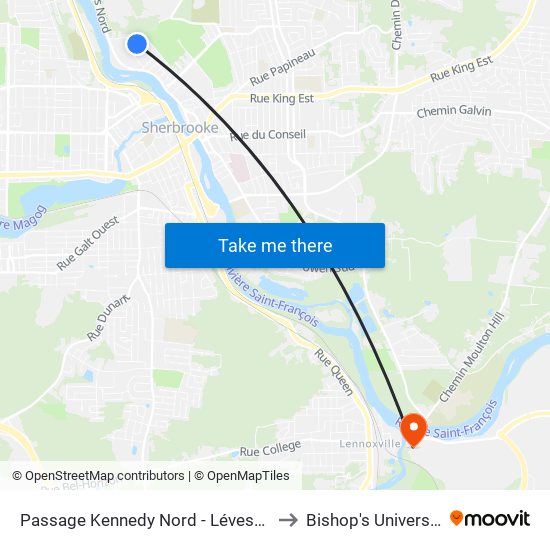 Passage Kennedy Nord - Lévesque to Bishop's University map