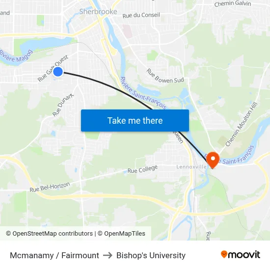 Mcmanamy / Fairmount to Bishop's University map
