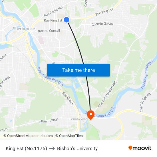 King Est (No.1175) to Bishop's University map