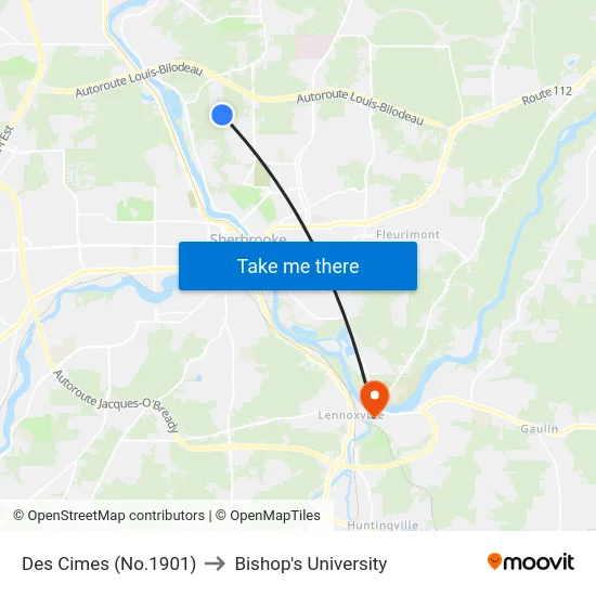 Des Cimes (No.1901) to Bishop's University map
