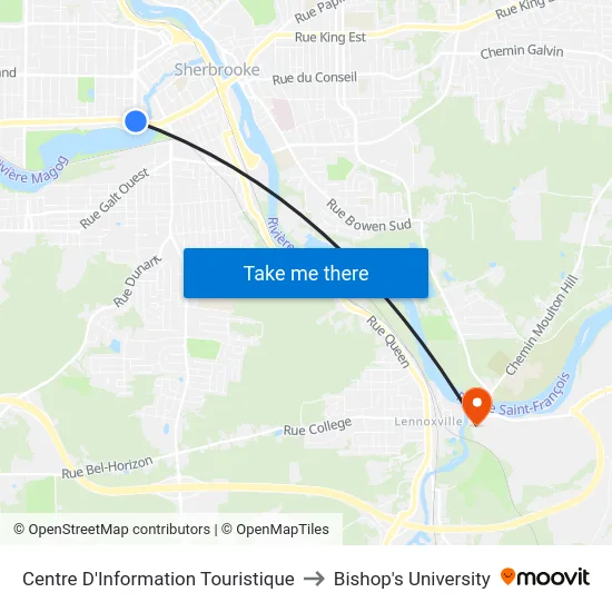 Centre D'Information Touristique to Bishop's University map