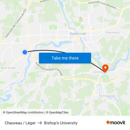 Chauveau / Léger to Bishop's University map