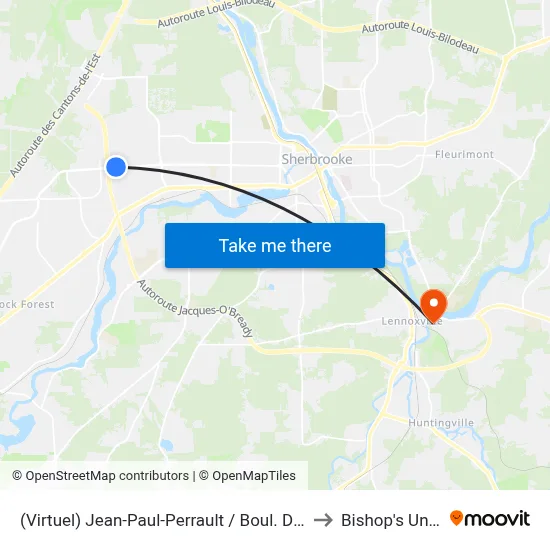 (Virtuel) Jean-Paul-Perrault / Boul. De Portland Ouest to Bishop's University map