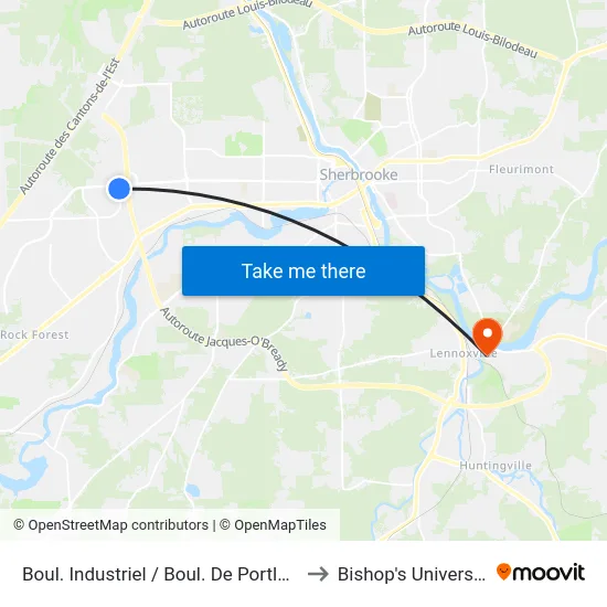 Boul. Industriel / Boul. De Portland to Bishop's University map