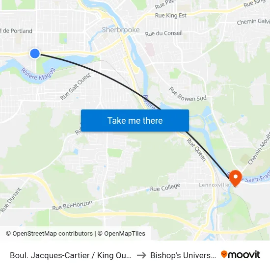 Boul. Jacques-Cartier / King Ouest to Bishop's University map