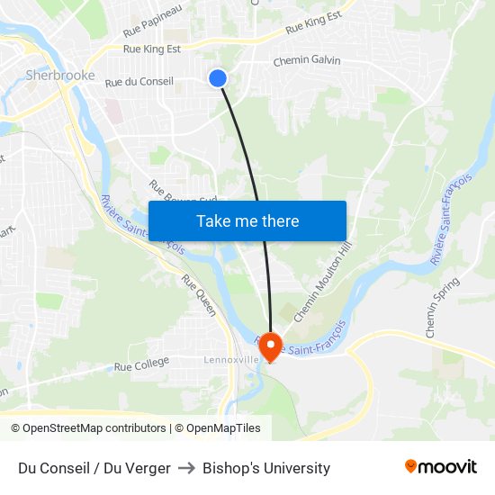 Du Conseil / Du Verger to Bishop's University map