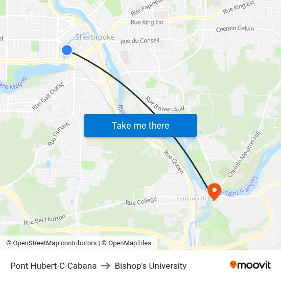Pont Hubert-C-Cabana to Bishop's University map