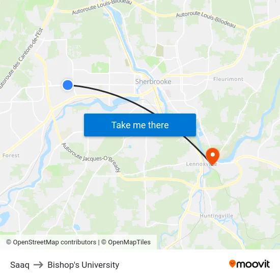 Saaq to Bishop's University map