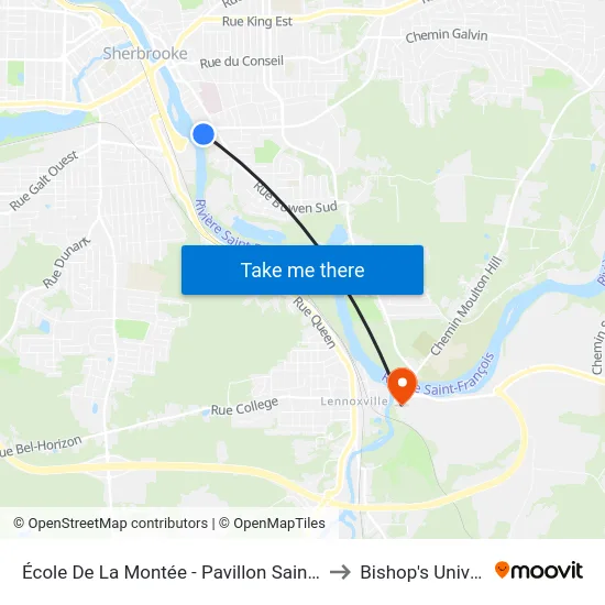 École De La Montée - Pavillon Saint-François to Bishop's University map