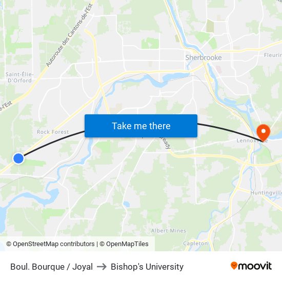 Boul. Bourque / Joyal to Bishop's University map