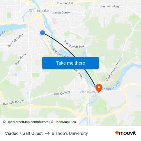 Viaduc / Galt Ouest to Bishop's University map