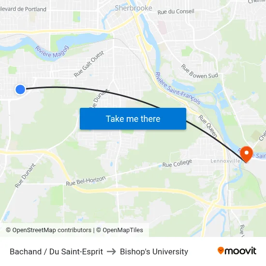 Bachand / Du Saint-Esprit to Bishop's University map