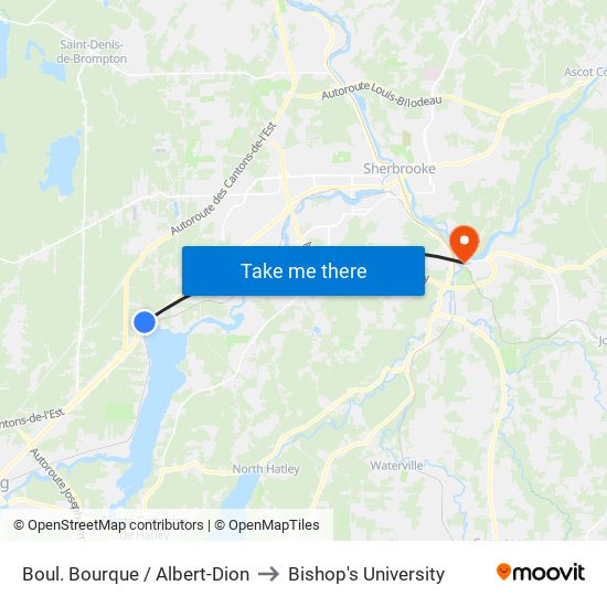 Boul. Bourque / Albert-Dion to Bishop's University map