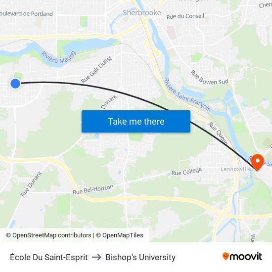 École Du Saint-Esprit to Bishop's University map