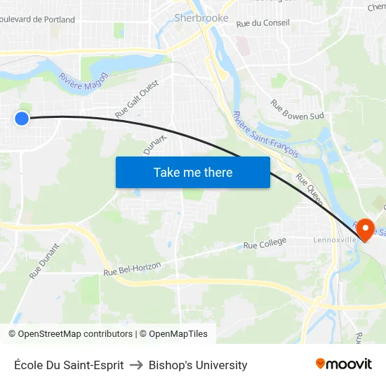 École Du Saint-Esprit to Bishop's University map