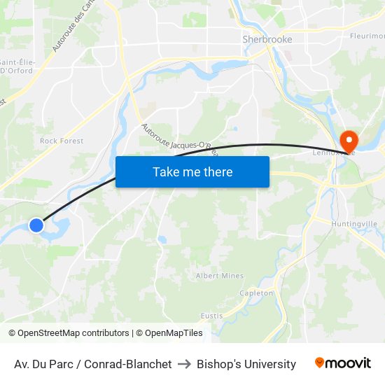 Av. Du Parc / Conrad-Blanchet to Bishop's University map