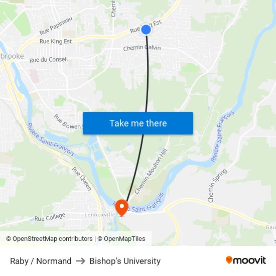Raby / Normand to Bishop's University map