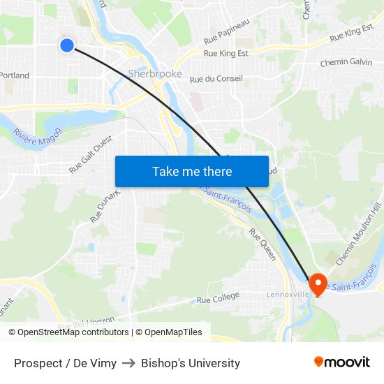 Prospect / De Vimy to Bishop's University map