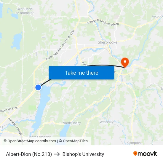 Albert-Dion (No.213) to Bishop's University map