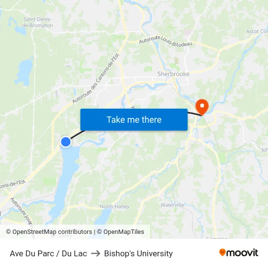 Ave Du Parc / Du Lac to Bishop's University map