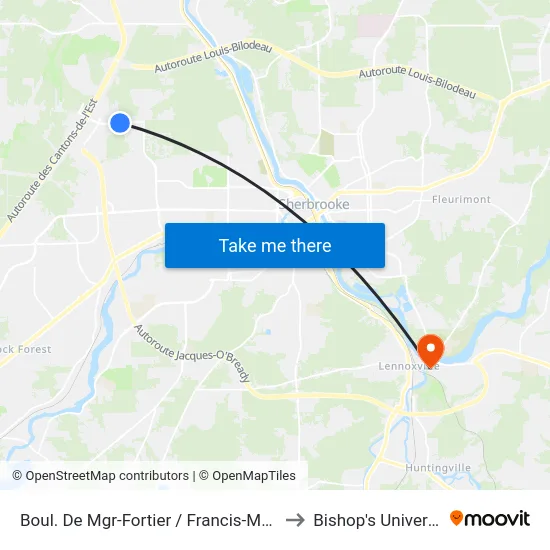 Boul. De Mgr-Fortier / Francis-Mccrea to Bishop's University map