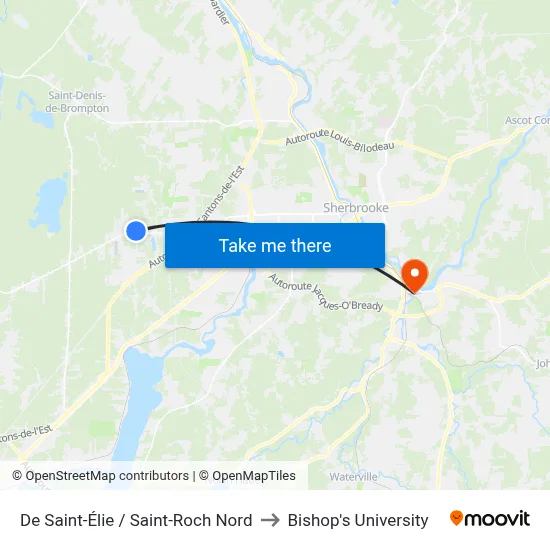 De Saint-Élie / Saint-Roch Nord to Bishop's University map