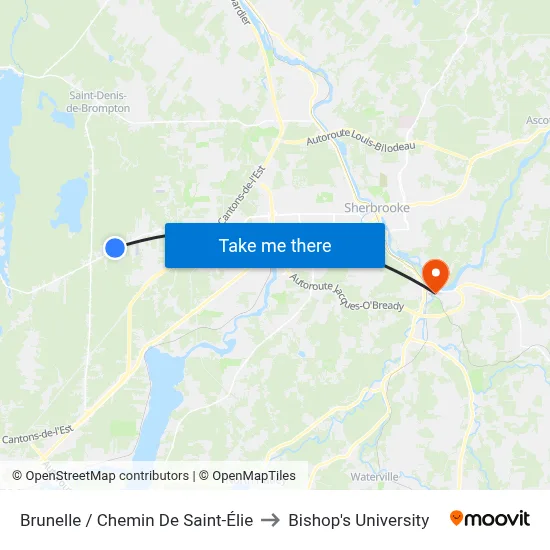 Brunelle / Chemin De Saint-Élie to Bishop's University map