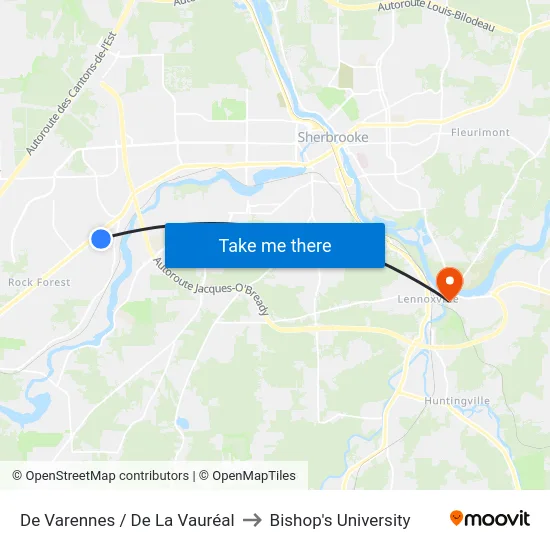 De Varennes / De La Vauréal to Bishop's University map