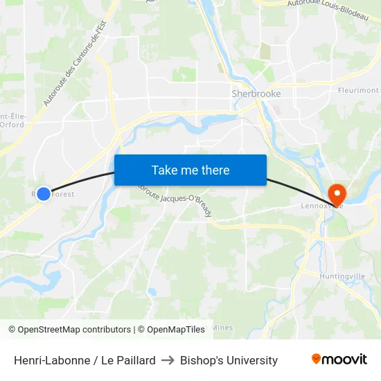 Henri-Labonne / Le Paillard to Bishop's University map