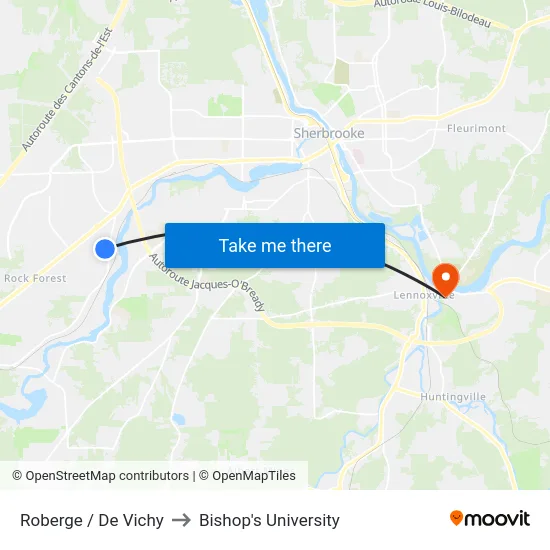 Roberge / De Vichy to Bishop's University map