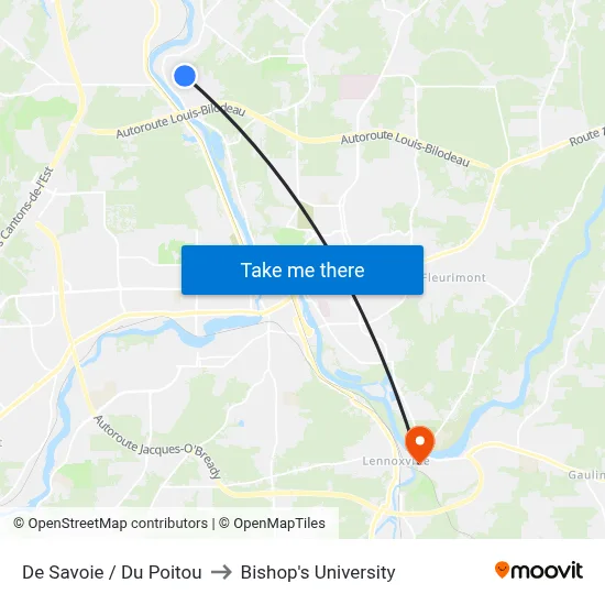 De Savoie / Du Poitou to Bishop's University map