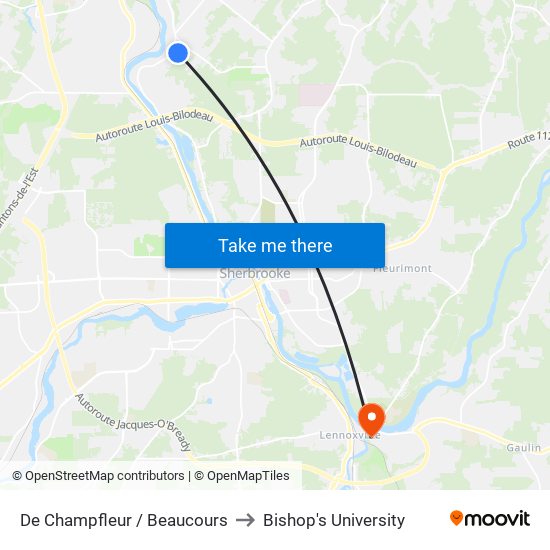 De Champfleur / Beaucours to Bishop's University map