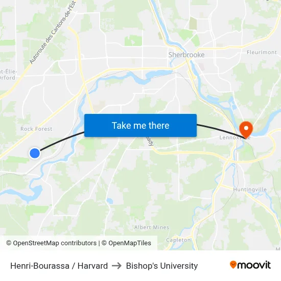 Henri-Bourassa / Harvard to Bishop's University map