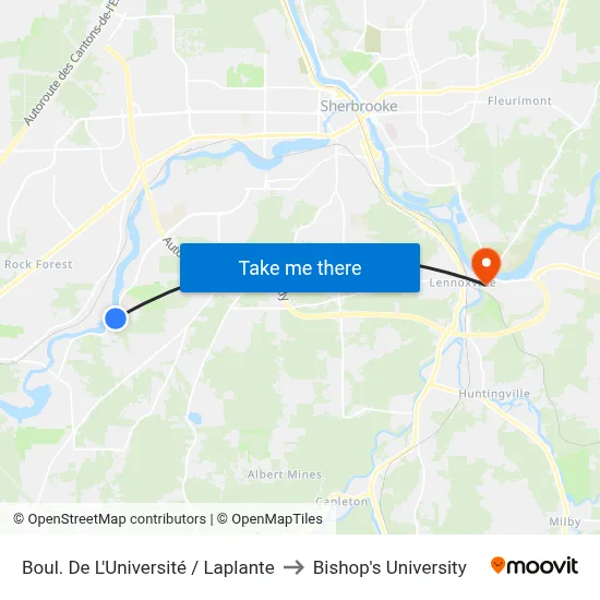 Boul. De L'Université / Laplante to Bishop's University map