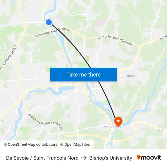 De Savoie / Saint-François Nord to Bishop's University map