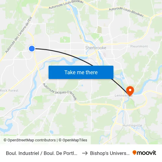 Boul. Industriel / Boul. De Portland to Bishop's University map