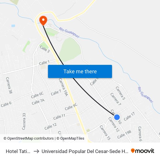 Hotel Tativán to Universidad Popular Del Cesar-Sede Hurtado map