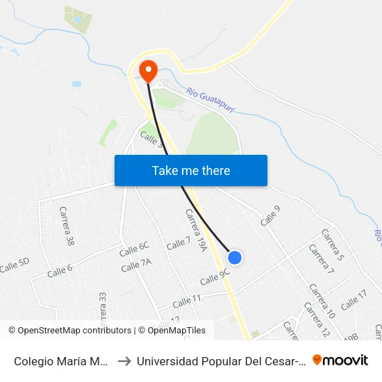 Colegio María Montessori to Universidad Popular Del Cesar-Sede Hurtado map