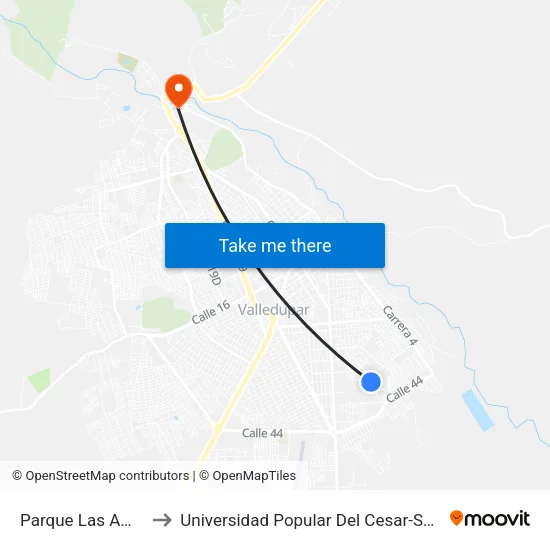 Parque Las Américas to Universidad Popular Del Cesar-Sede Hurtado map