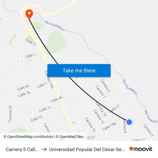 Carrera 5 Calle 19b to Universidad Popular Del Cesar-Sede Hurtado map
